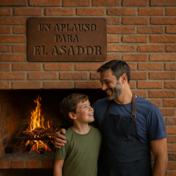 Cartel UN APLAUSO PARA EL ASADOR chapa oxido vintage - 1