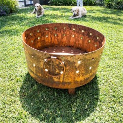 Fogonero hierro circular 70cm calado oxido - 1