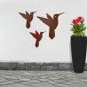 Set x3 colibrí figura pared chapa oxido - 1