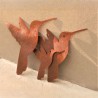 Set x3 colibrí figura pared chapa oxido - 3