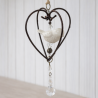 Colgante hierro corazón completo c/pajarito ceramica crudo y oxido