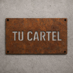 Cartel con nombre personalizado hierro oxidado real 15x25cm - 1