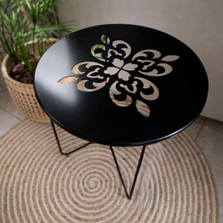 Mesa ratona NEGRA interior/exterior 60 Cm flor calada - 5