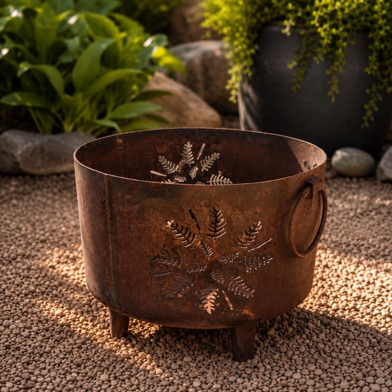 Fogonero hierro foliage circular 50cm oxido - 1