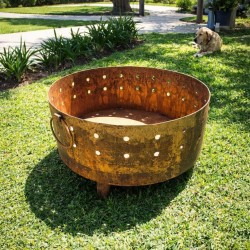 Fogonero hierro circular 70cm calado oxido - 2