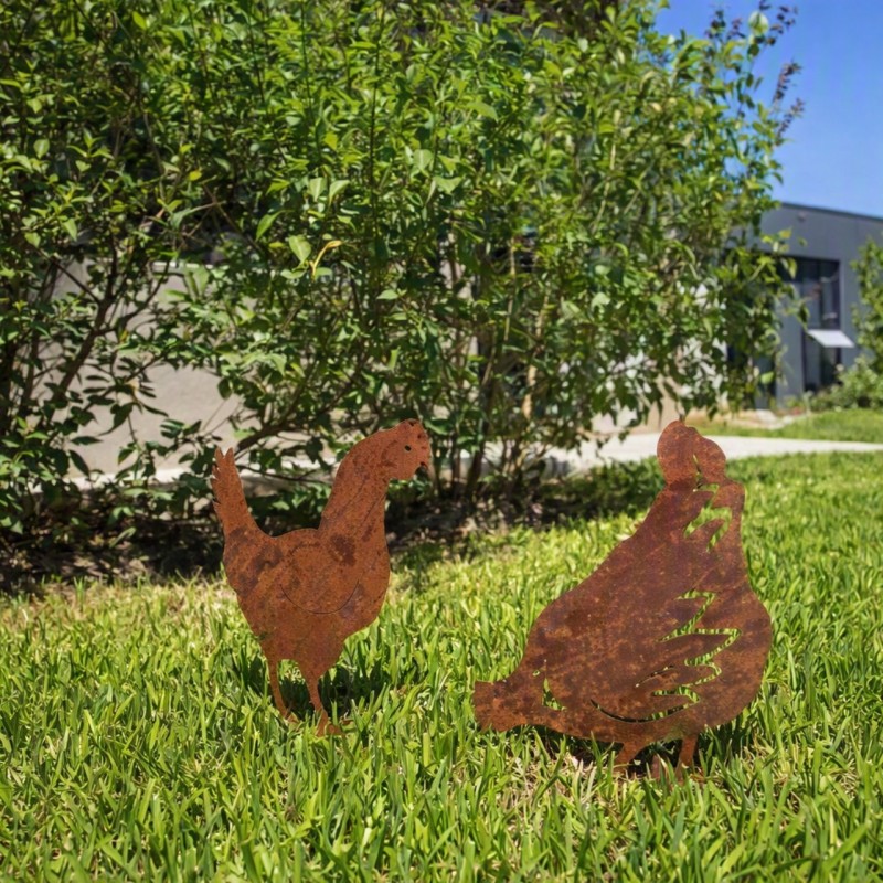 Set gallinas chapa oxido - 3