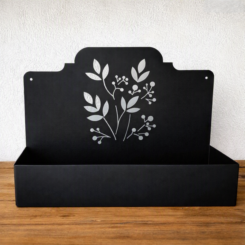 Maceta rectangular flores caladas chapa nagra - 1