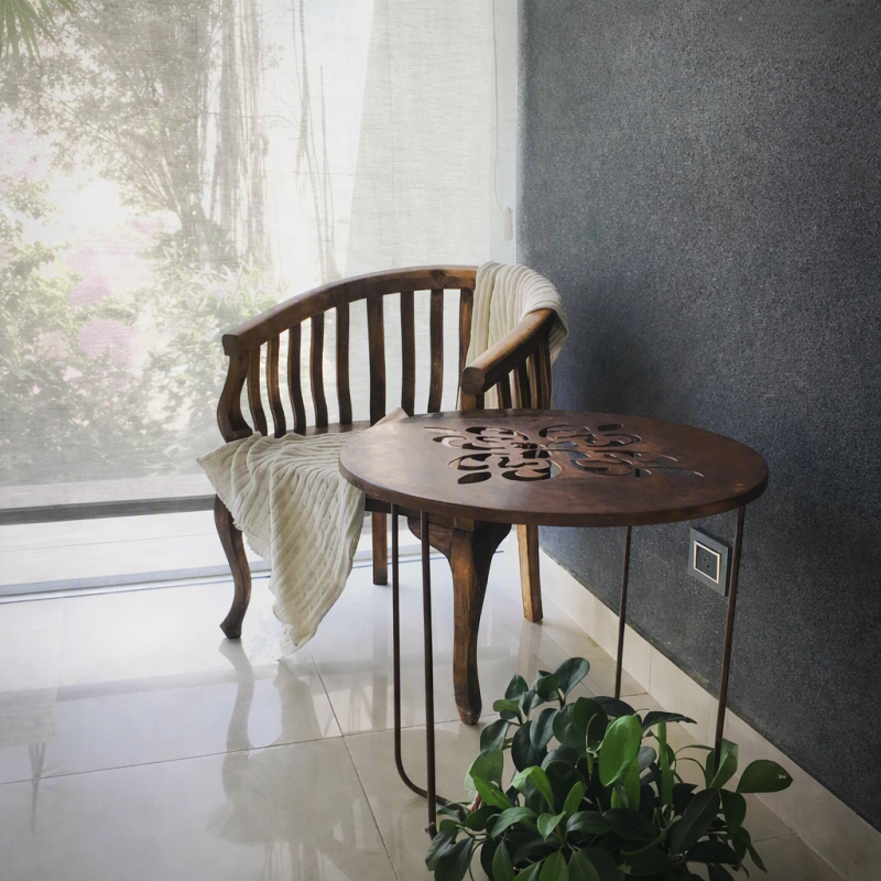 Mesa ratona oxido interior/exterior 60 Cm flor - 1