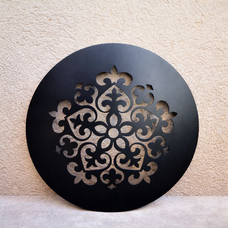 Mandala 40cm chapa para colgar negra - 1