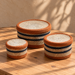Set x3 canastos con tapa Banjut terracota