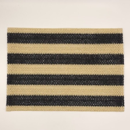 Plato de sitio fibra natural rayas natural/negro 30x45cm (EMC 32-12)