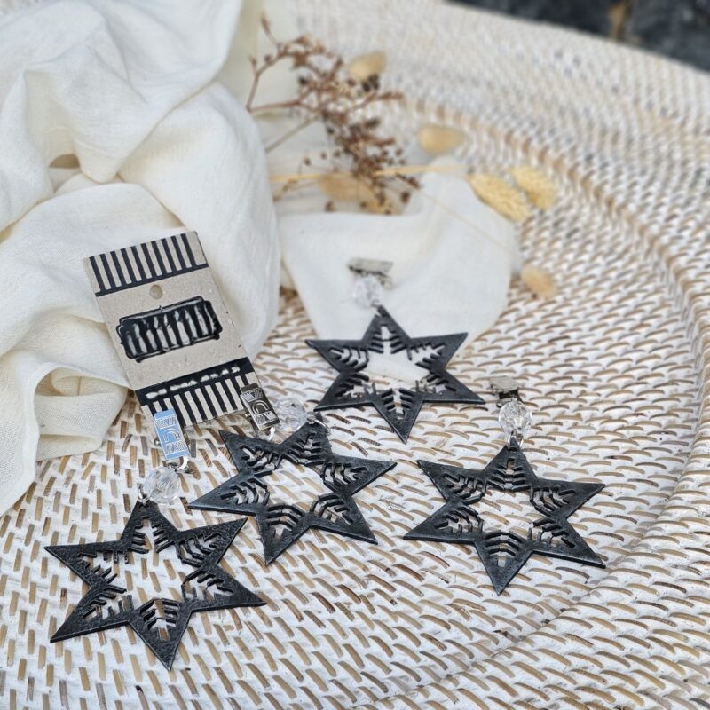 Pesas de mantel x4 estrella calada metal plata