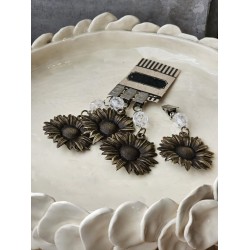 Pesas de mantel x4 girasol calada metal bronce