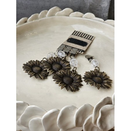 Pesas de mantel x4 girasol calada metal bronce