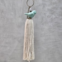 Borla pajarito aqcua con hilo de algodón