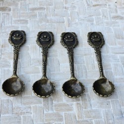 Cucharita redonda corona bronce x2