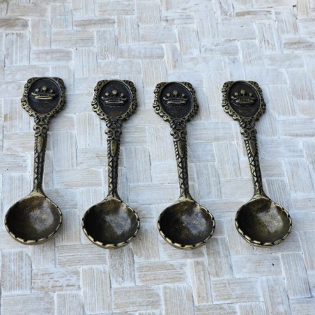 Cucharita redonda corona bronce x2